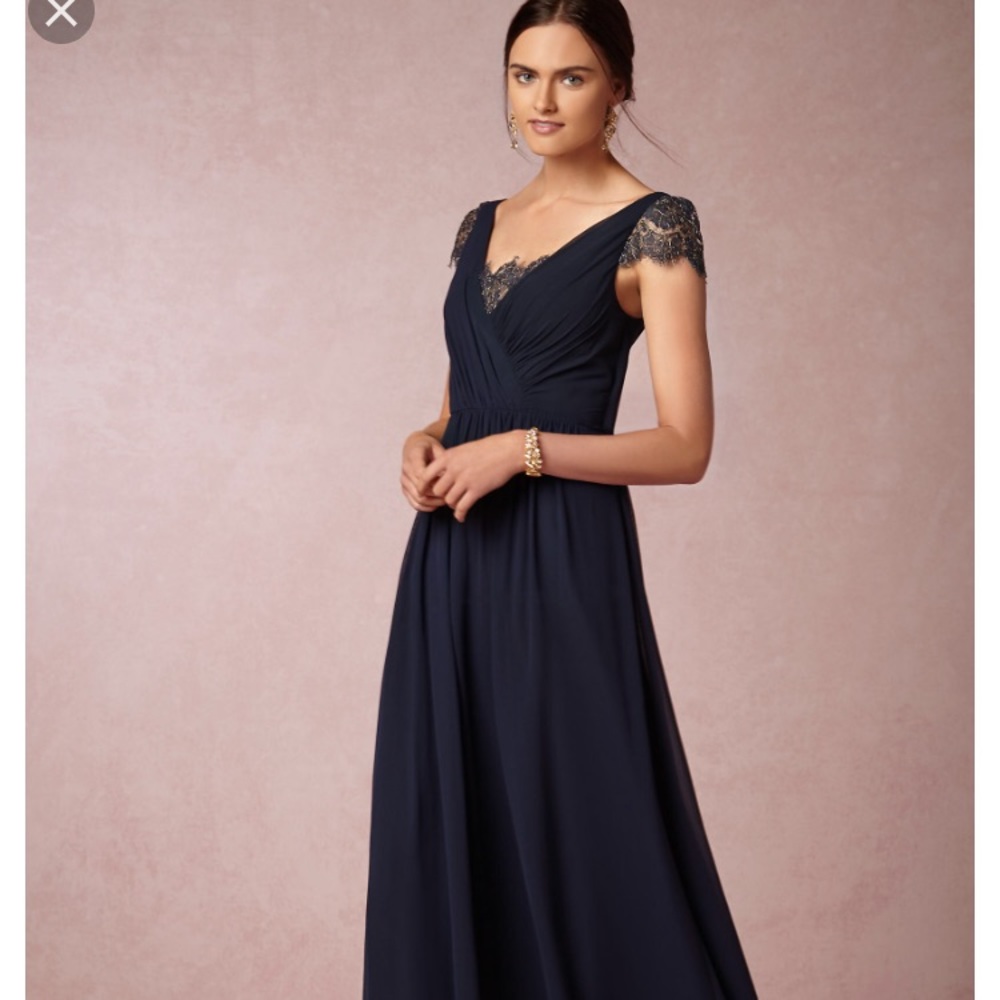 Jenny Yoo Anthropologie Navy Blue Evangeline Dress